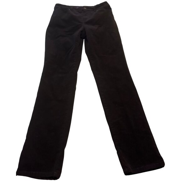 Gloria Vanderbilt Amanda Dark Brown Mid-Rise Velvet Pants Women's Size 6 - Picture 14 of 16